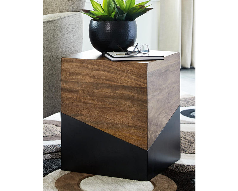 Trailbend Eclectic Accent End Table, Brown & Gunmetal