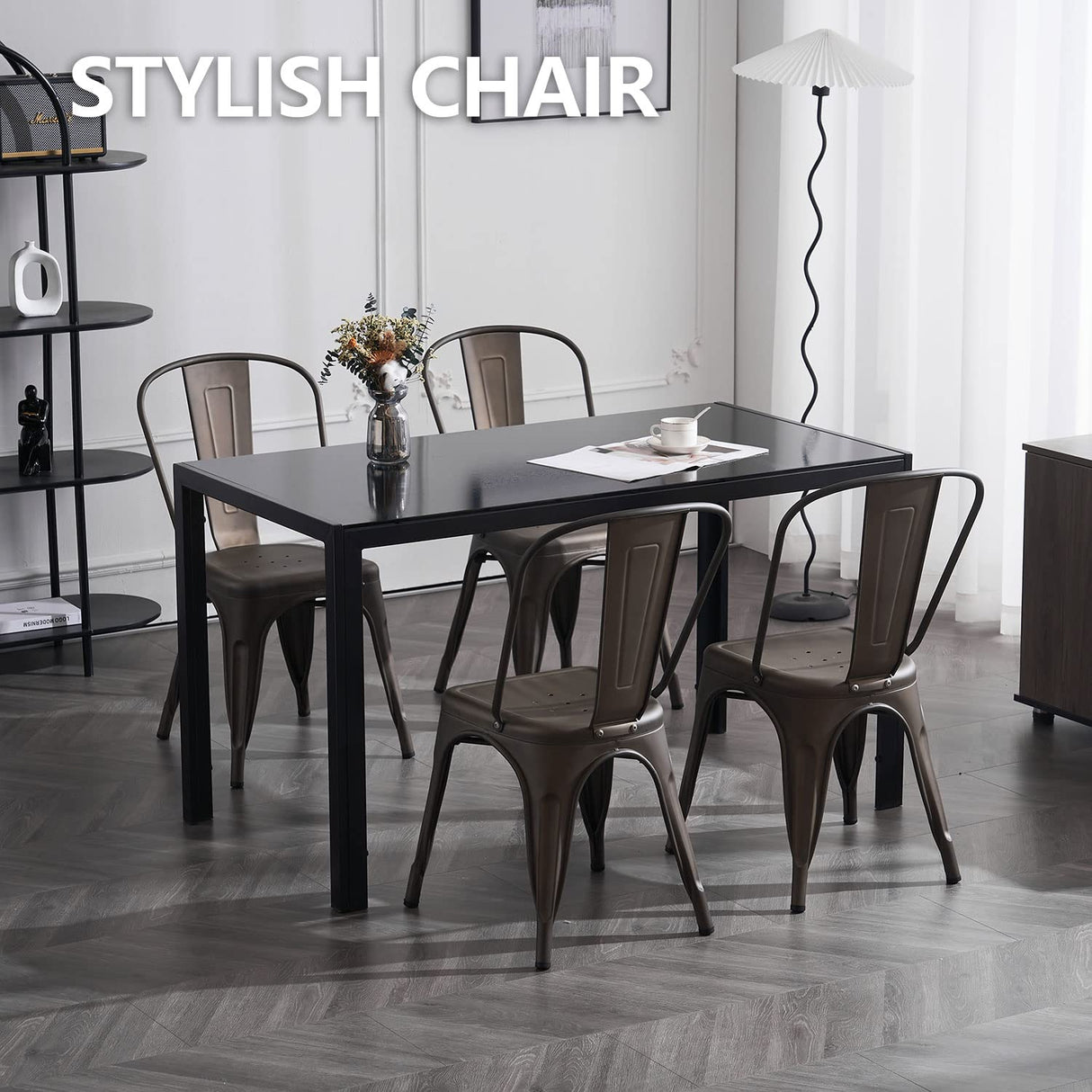 Metal Dining Chair Farmhouse Tolix Style for Kitchen Dining Room