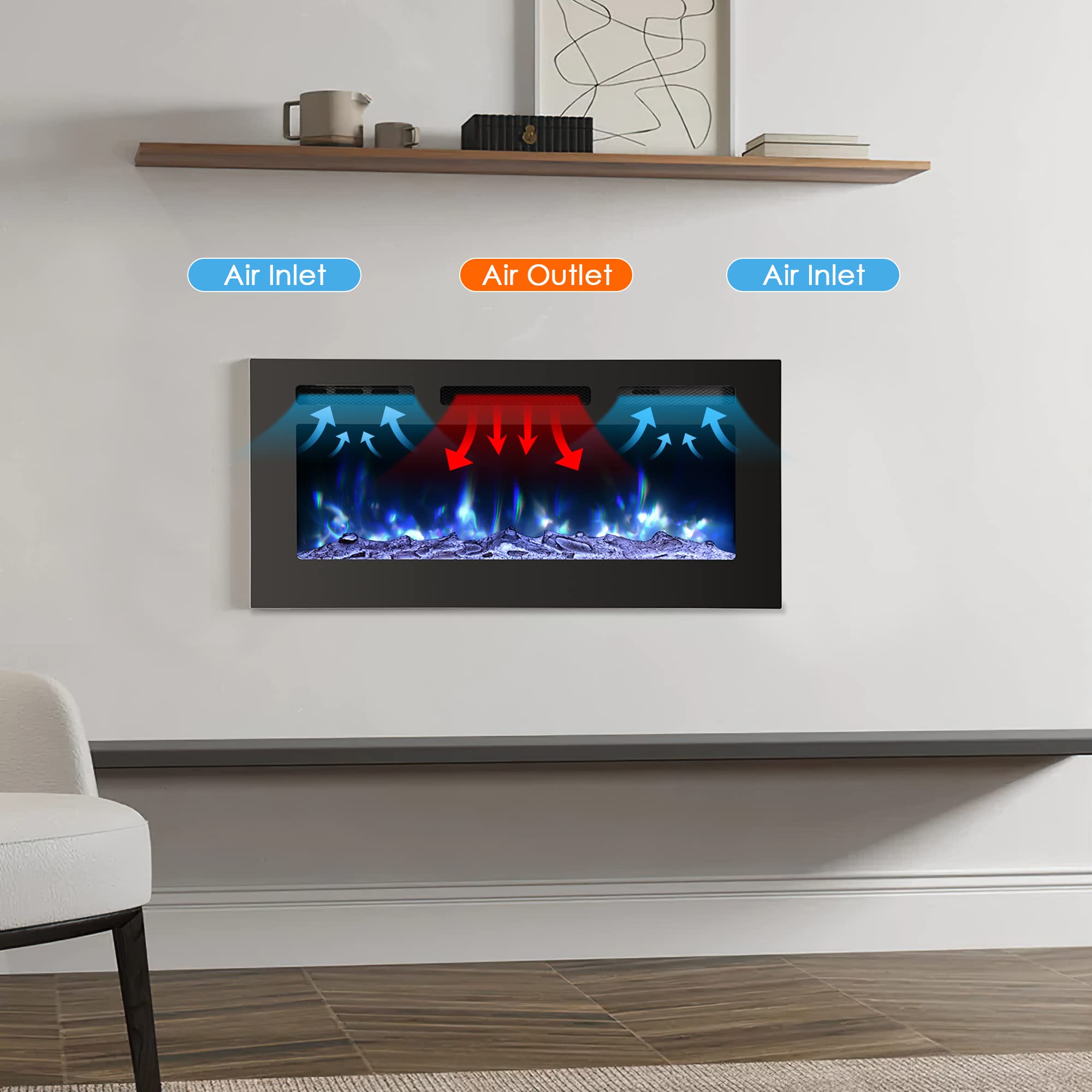 Wall Fireplace Electric with Remote Control