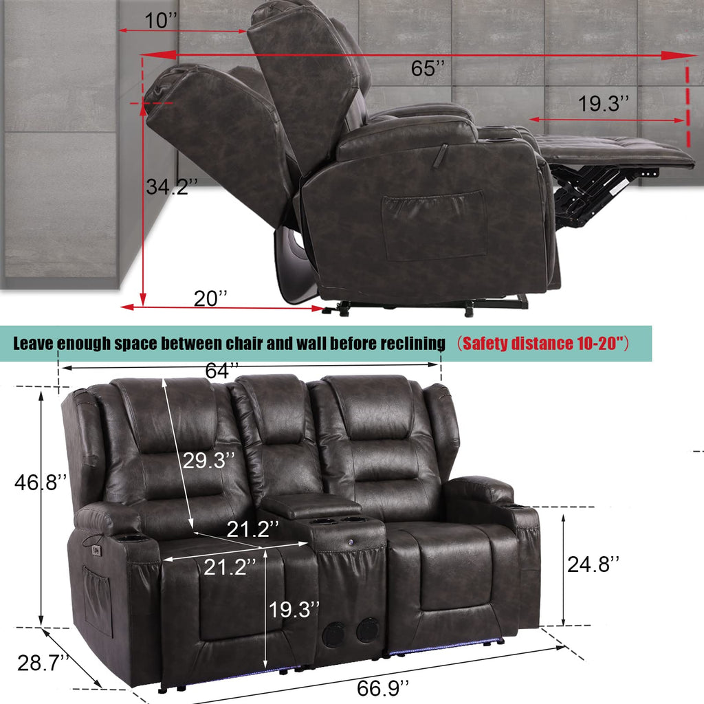 Electric Home Theater Seating Power Recline Chair Loveseat RV Sofa wi