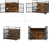 Furniture Style Large Dog Crate with 360° & Adjustable Raised Feeder for Dogs