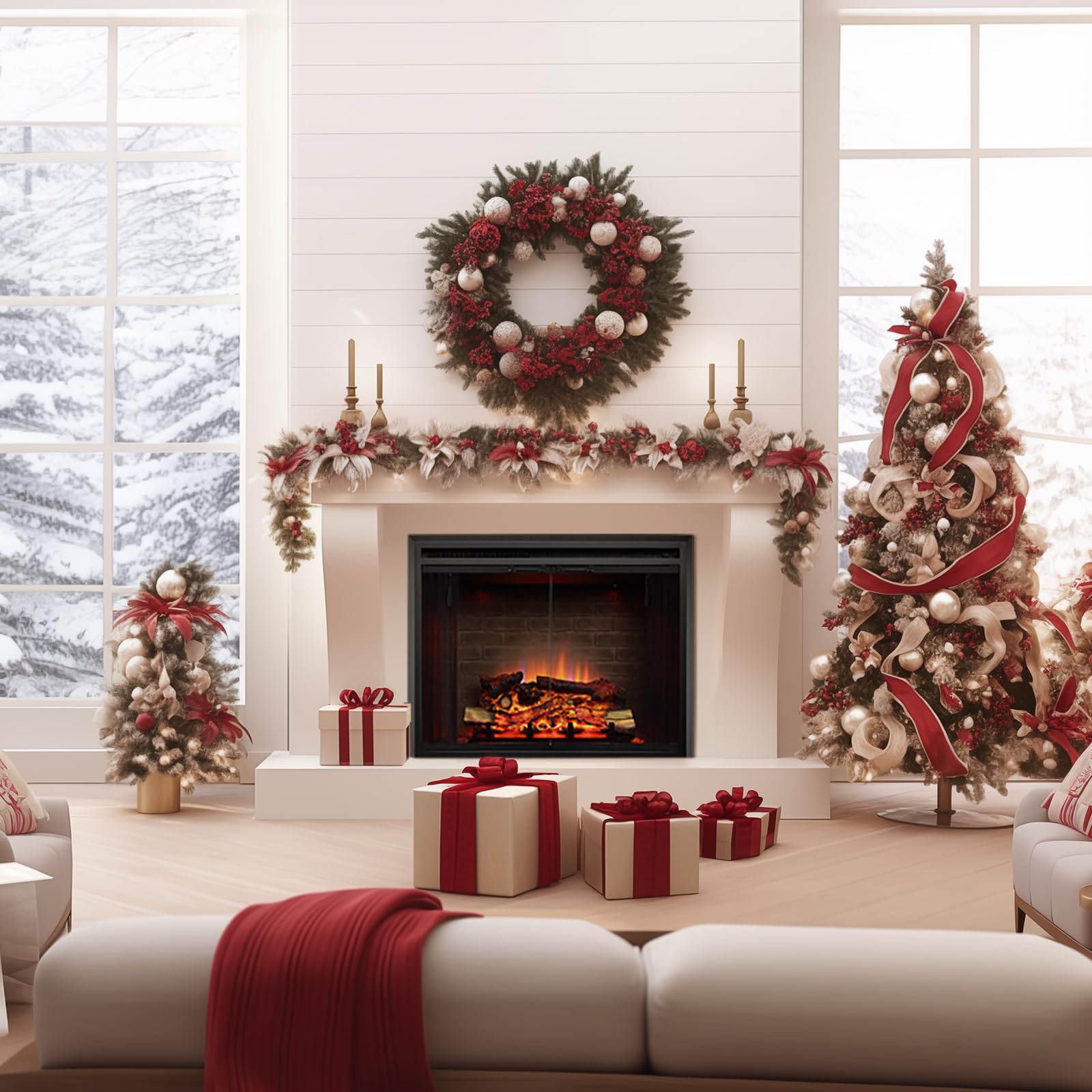 Klaus Electric Fireplace Insert with Fire Crackling Sound