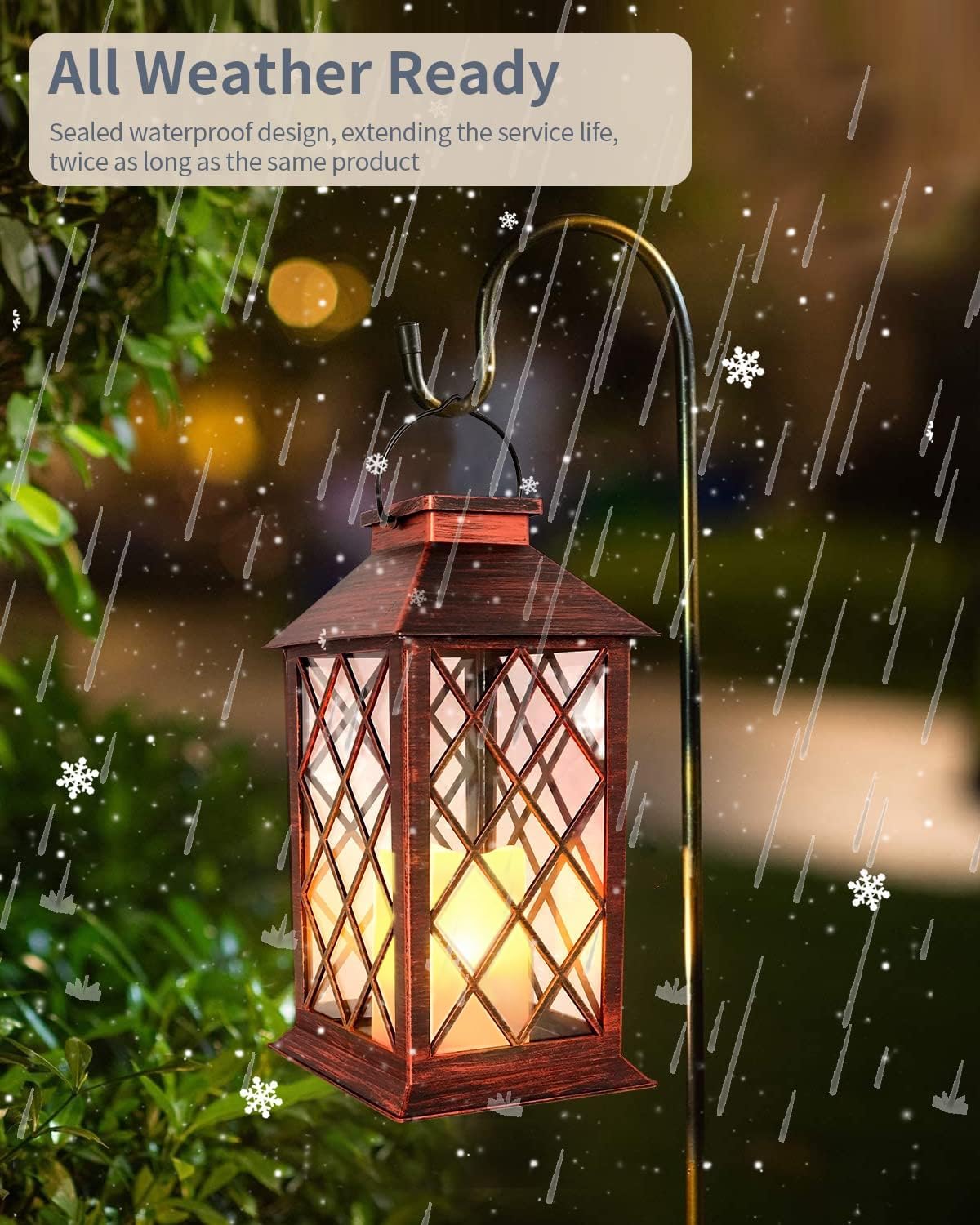 Solar Lanterns, Hanging Lantern with Lasts 2X Longer LED Flameless Candles