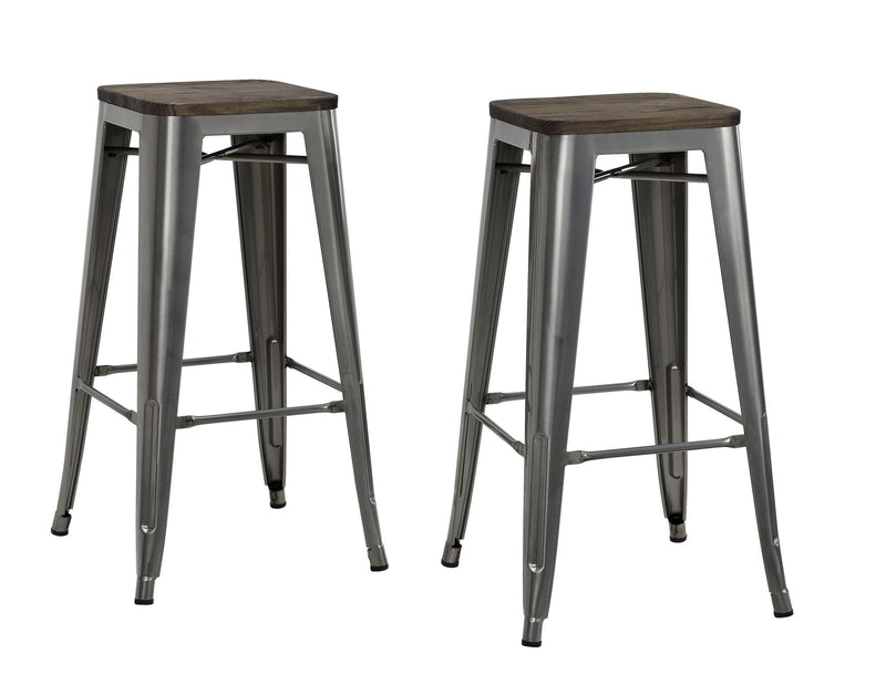 Fusion Metal Backless 30" Bar Stool with Wood Seat