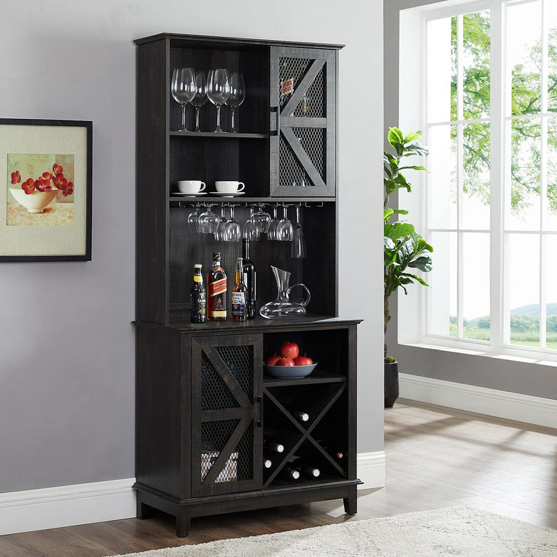 Sideboard Microwave Stand, bar cart 72" | Kitchen Pantry with Microwave Stand