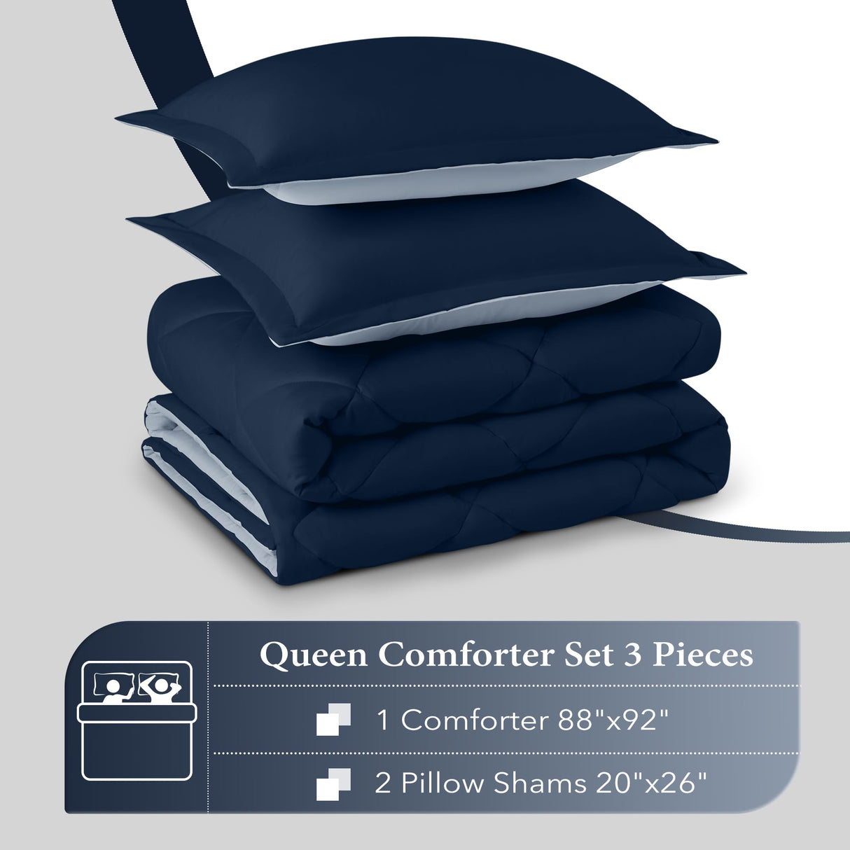 Queen Comforter Set - Blue and Sapphire Queen Comforter, Soft Bedding Comforter Sets