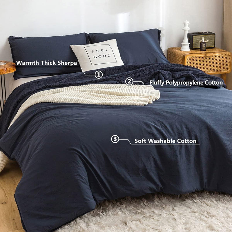 Warm Comforter Queen Size Sherpa Comforter Set Fuzzy Bedding Comforters