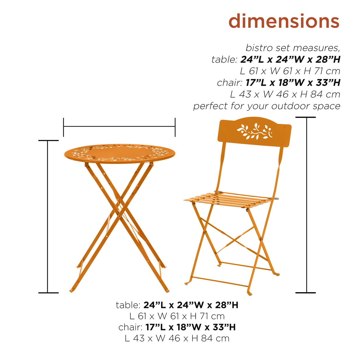 MSY100A-OR Bistro Set, Table, Orange