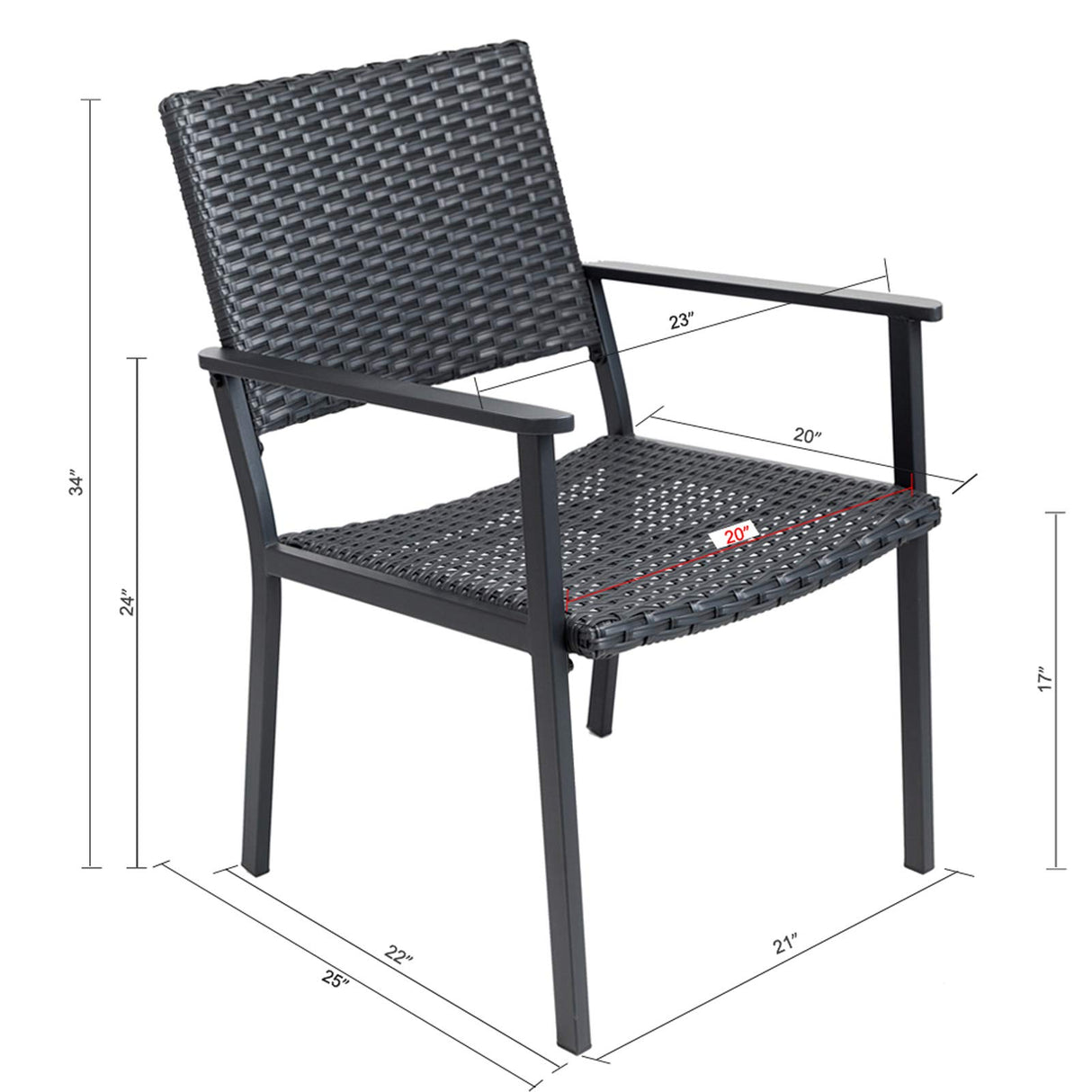 C-Hopetree Outdoor Dining Chair for Outside Patio Table, Metal Frame