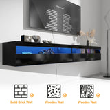 Floating TV Stand, Wall Mounted TV Shelf with Led Lights & Power Outlet