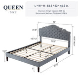 Queen Bed Frame with Adjustable Tiara Headboard