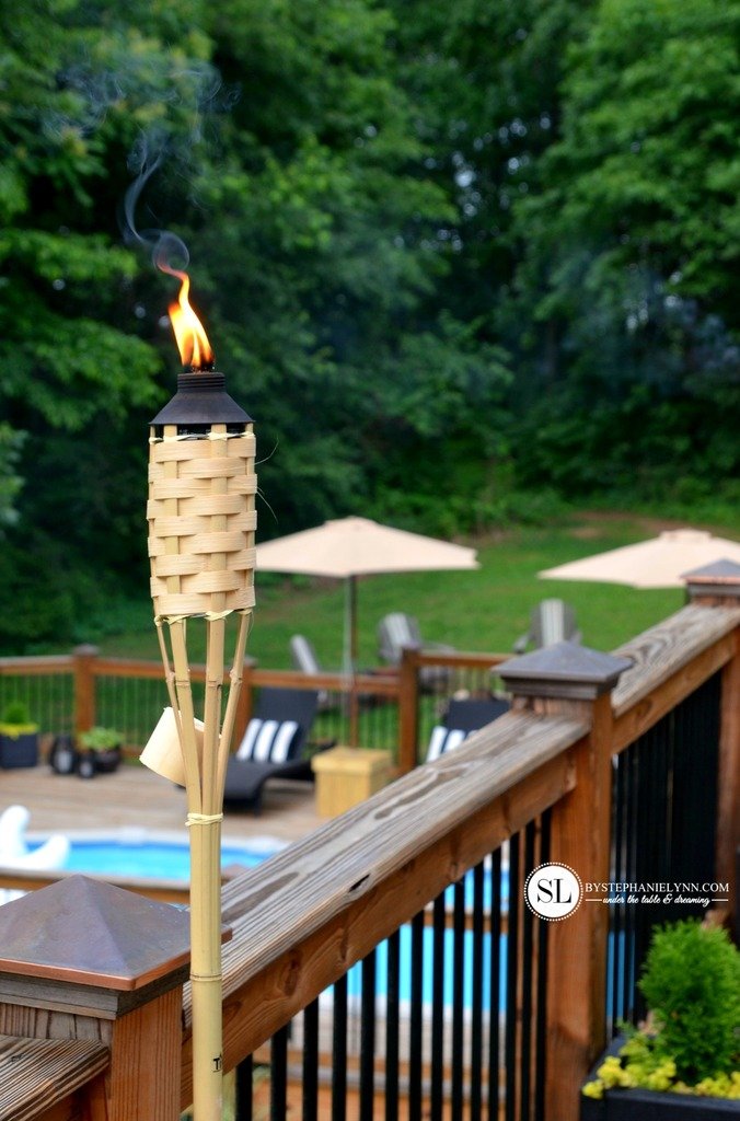 4-Pack Luau Bamboo Torches, Weather Resistant Coated Torch