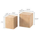 Tree Stump End Table Set of 2, Multiple Styling Layout with Wood Tree Ring Pattern