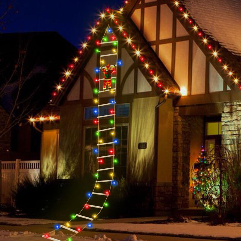 10FT Large Christmas Decoration Outdoor/Indoor, Multicolor Christmas Ladder Lights