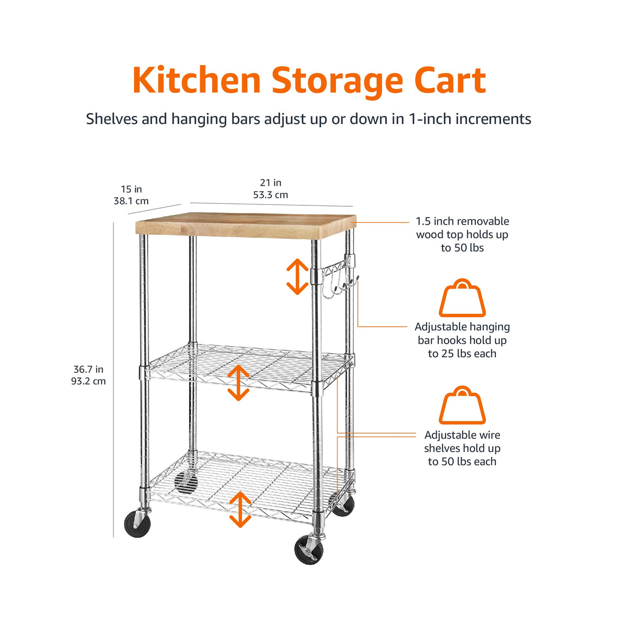 Kitchen Storage Microwave Rack Cart on Caster Wheels with Shelves