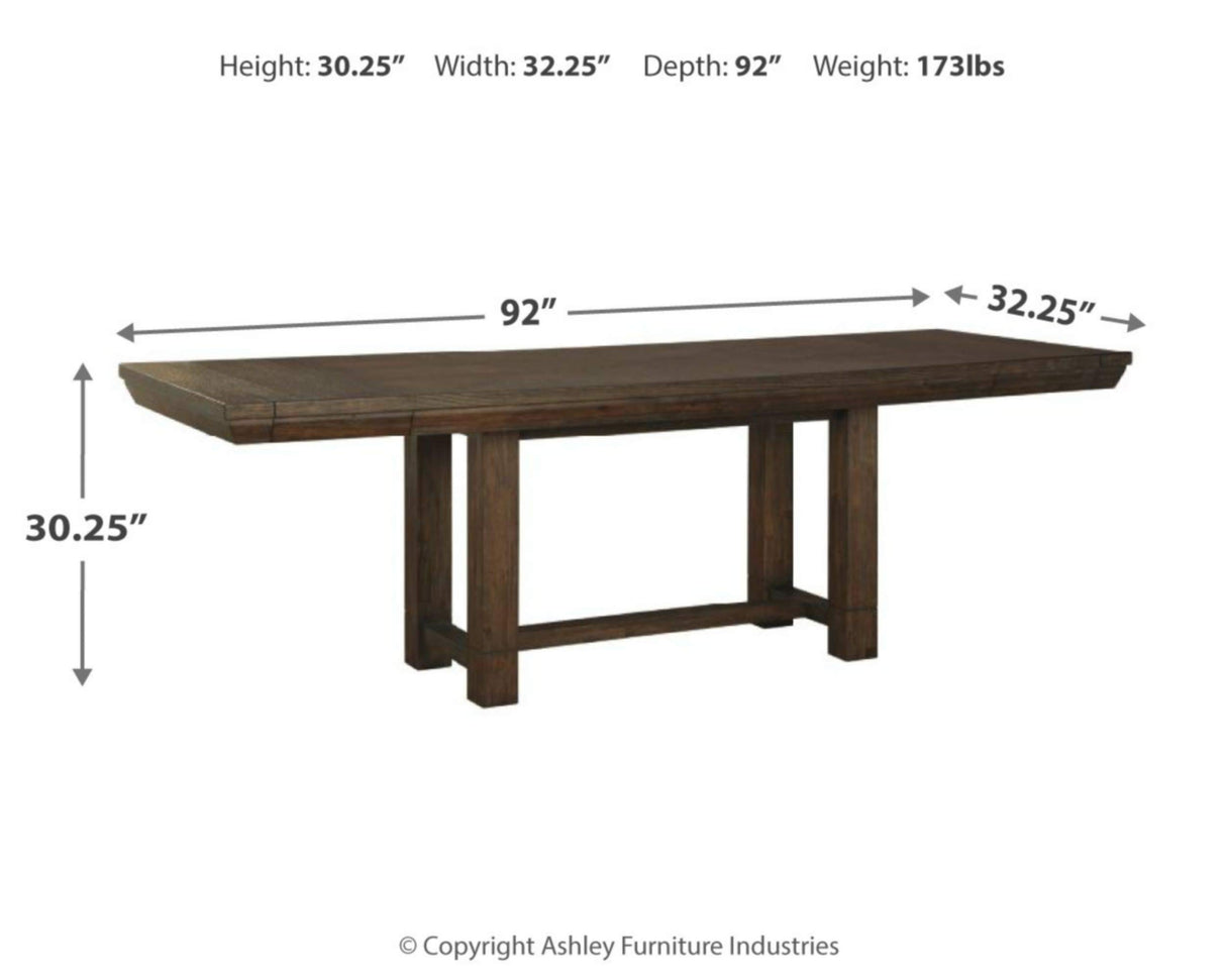 Dellbeck Casual Rectangular Dining Extension Table, Dark Brown