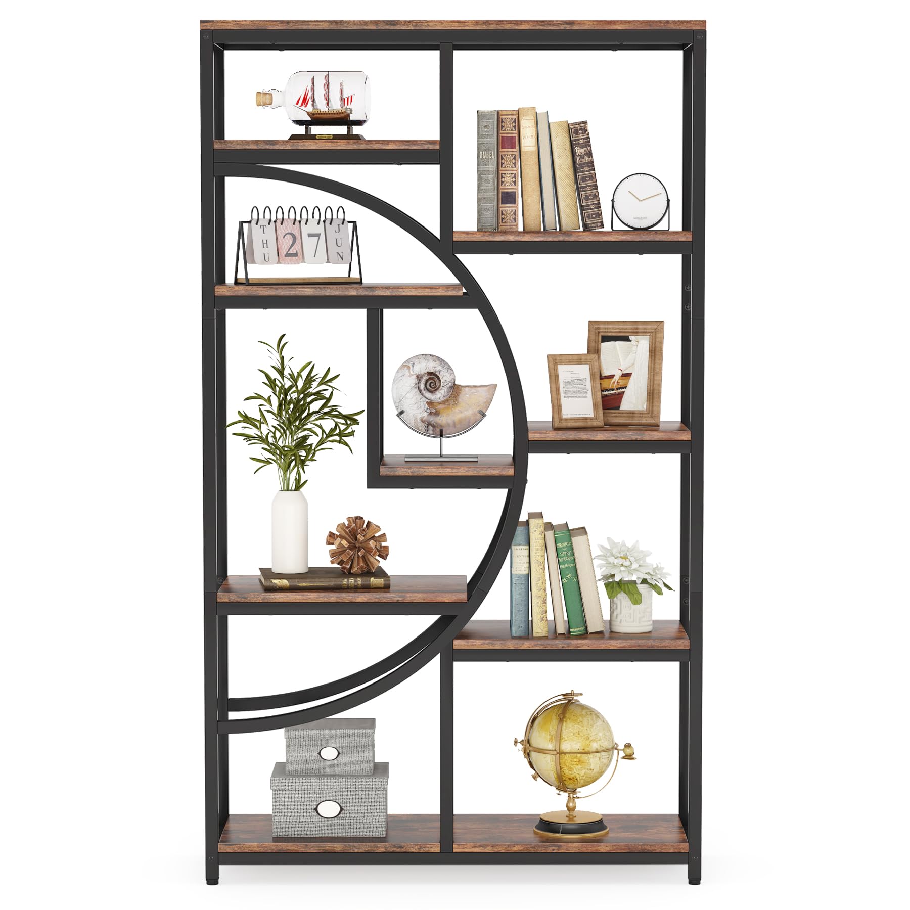 Bookshelf Industrial 5 Tier Etagere Bookcase
