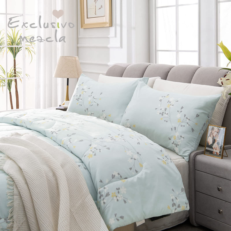 3-Piece Floral Queen Comforter Set, Microfiber Bedding Down Alternative Comforter