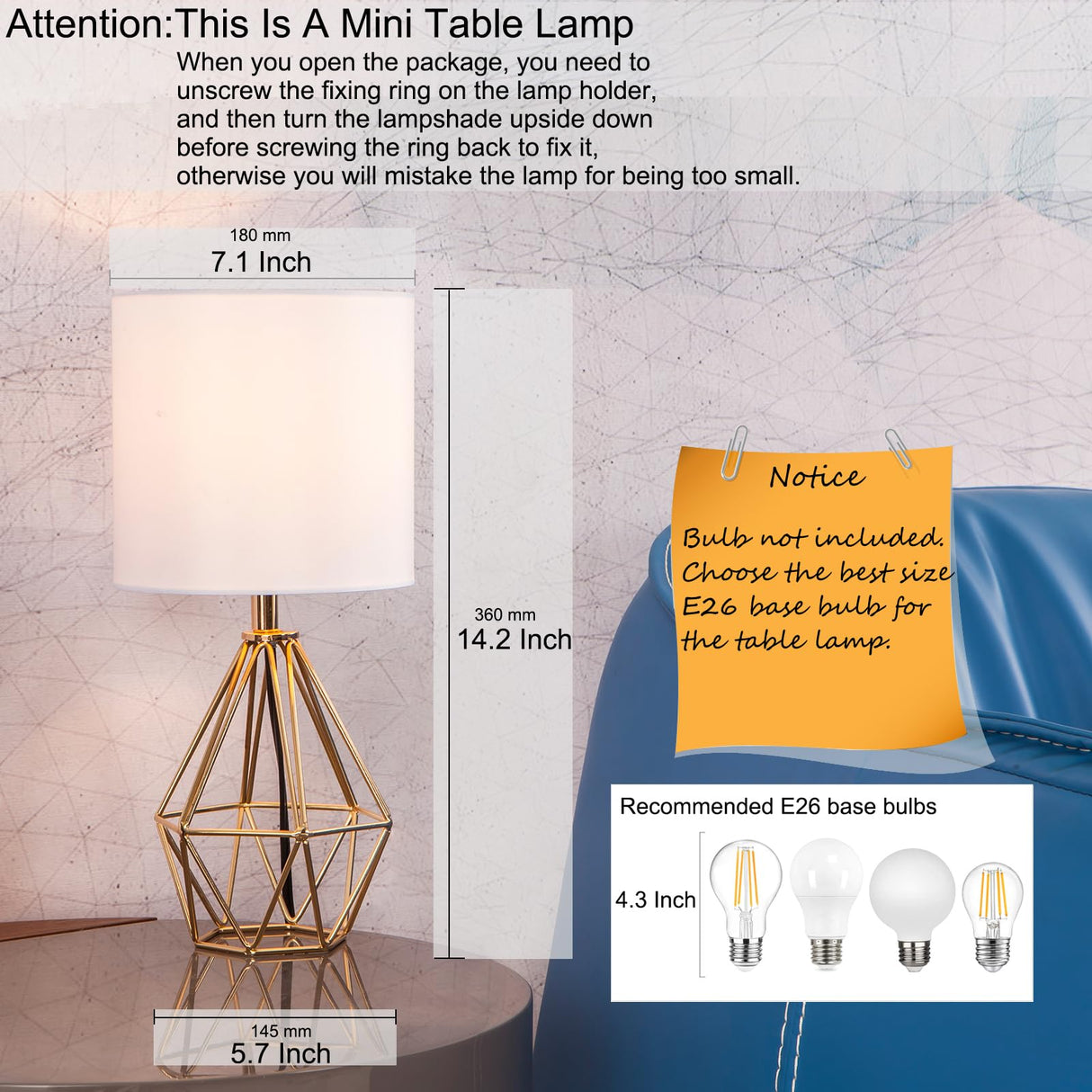 Gold Modern Hollow Out Base Bedroom Small Table Lamp