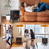 Electric Fireplace Heater Portable Stove with 3D Realistic Flame Effect