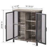 Industrial Coffee Bar Cabinet with Storage, Farmhouse Wood Metal Cabinet