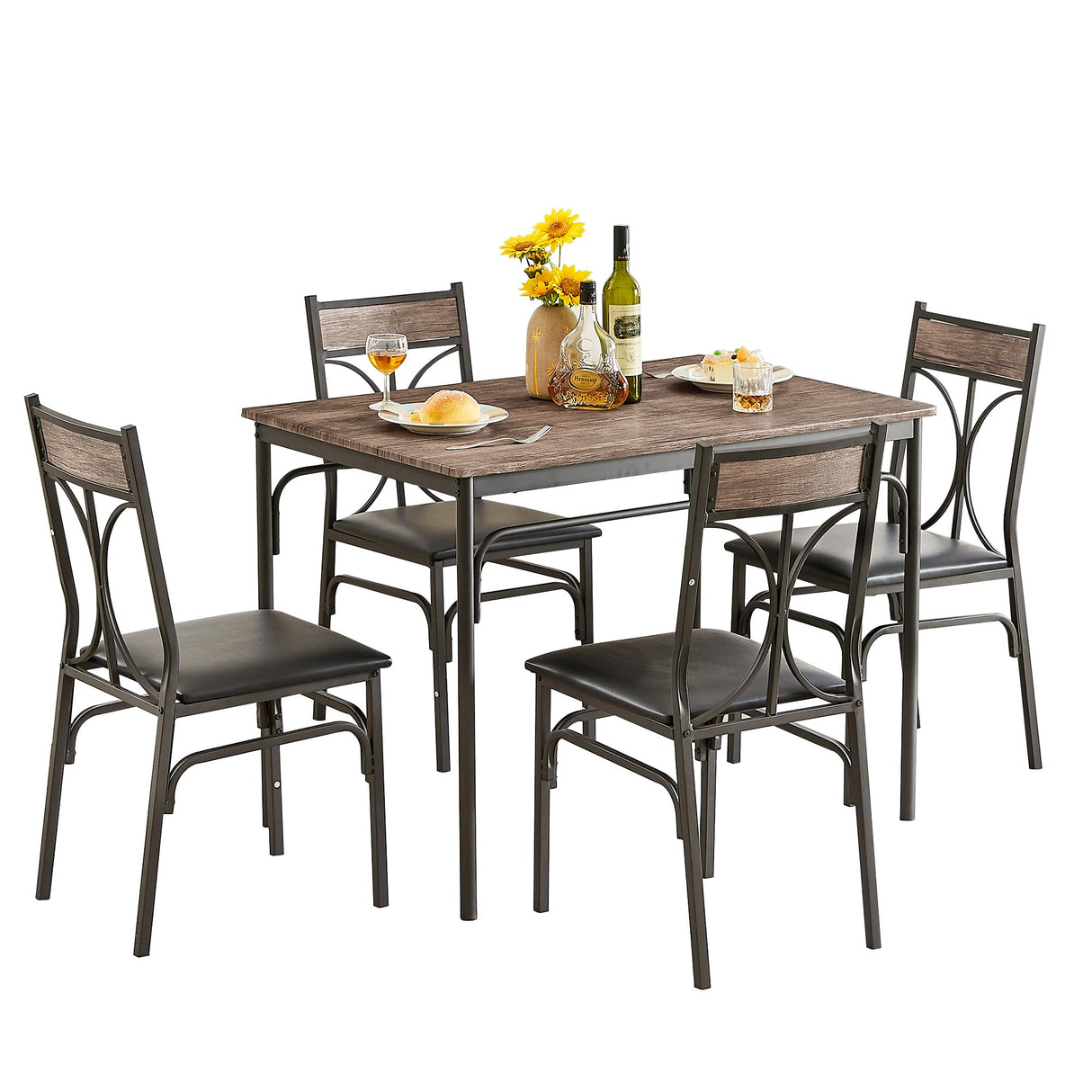 5-Piece Indoor Modern Rectangular Table Kitchen, Dinette, Breakfast Nook