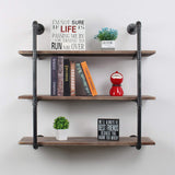 Industrial Floating Shelves Wall Mount,36in Rustic Pipe Wall Shelf,3-Tiers Wall Mount Bookshelf