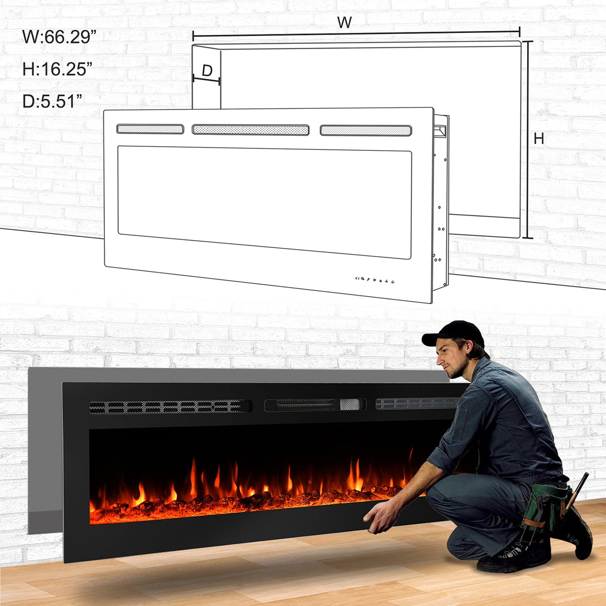 Electric Fireplaces Recessed Wall Mounted Fireplace Insert