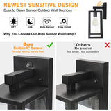 Dusk to Dawn Sensor Outdoor Wall Sconce, Exterior Wall Lantern Fixture