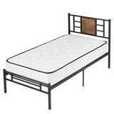 Twin Size Bed Frame with Headboard, Heavy-Duty Platform with Steel Slats Support