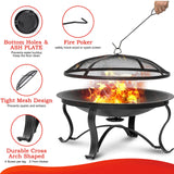 29 inch Fire Pits for Outside Firepit Burning Bonfire Pit Steel Firepit Bowl