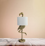 Resin Flamingo Table Lamp with Linen Shade