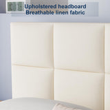 Upholstered Headboard, Strong Frame, and Wooden Slats