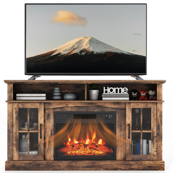 58 Inches Fireplace TV Stand with 23 Inch Fireplace, Electric Fireplace TV Console