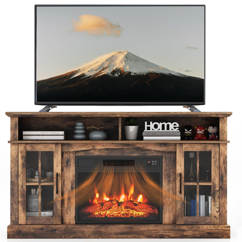 58 Inches Fireplace TV Stand with 23 Inch Fireplace