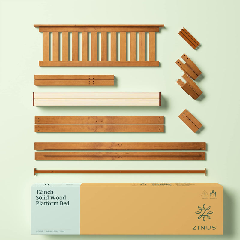 Alexia Wood with Wood Headboard Bed Frame with headboard / Solid Wood Foundation