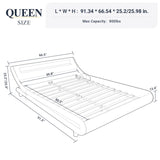 Queen Size LED Platform Bed Frame with Adjustable Headboard