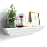 White Floating Shelves, 24 Inch Solid Wood Storage Wall Shelves Set of 4 Display