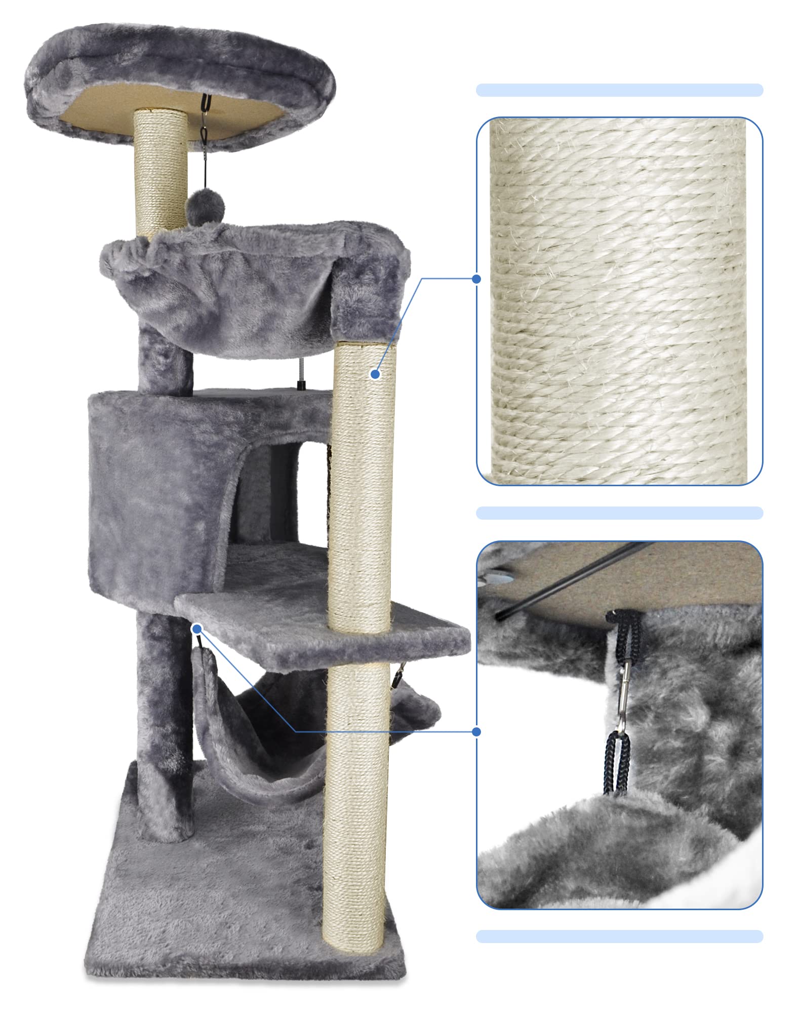 Newest Cat Tree with Cat Condo and Big Hammock