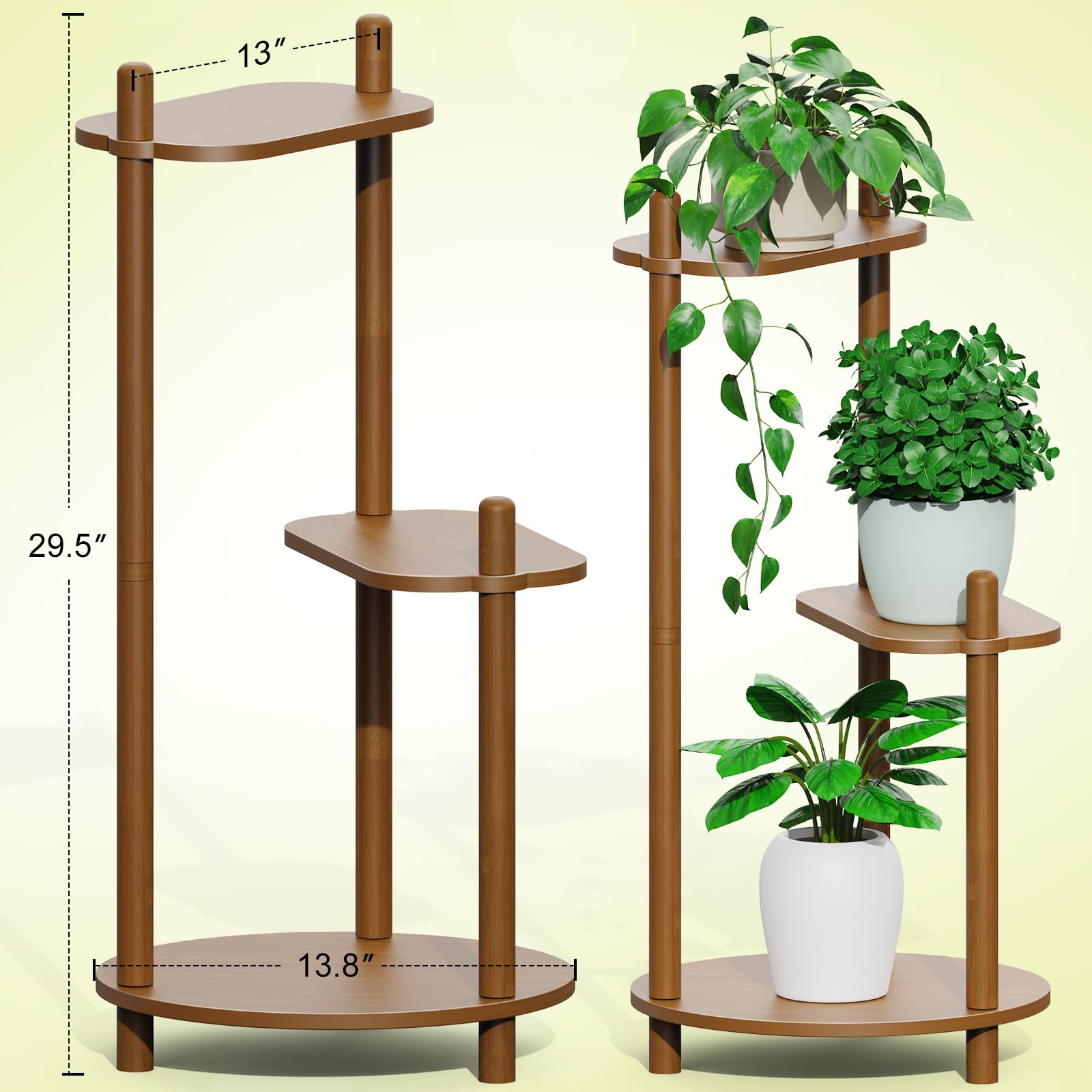 Enisudo 3-Tier Bamboo Plant Stand – Elegant Walnut Display Shelf