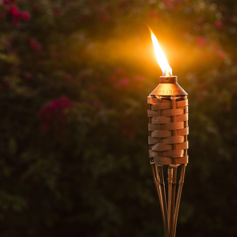 4-Pack Luau Bamboo Torches, Weather Resistant Coated Torch