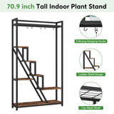 70.9" Tall Indoor Plant Stand, 7-Tier Large Plant Shelf with 5 S-Hooks