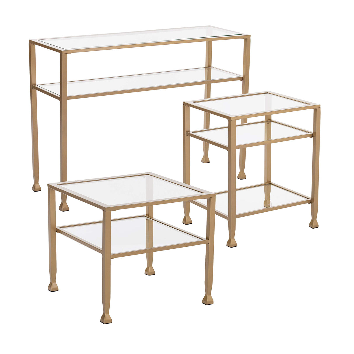 Jaymes Metal & Glass 2-Tier Bunching, Square Coffee Table