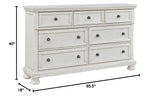 Robbinsdale Traditional 7 Drawer Dresser, Antique White