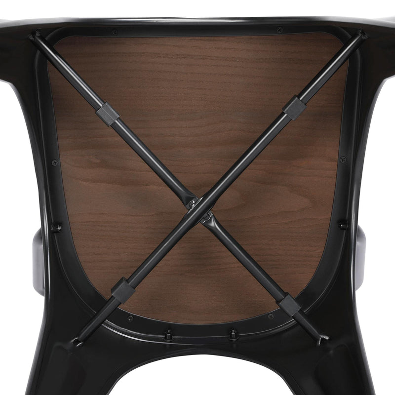 18 Inch Classic Iron Metal Dining Chair with Wood Top/Seat