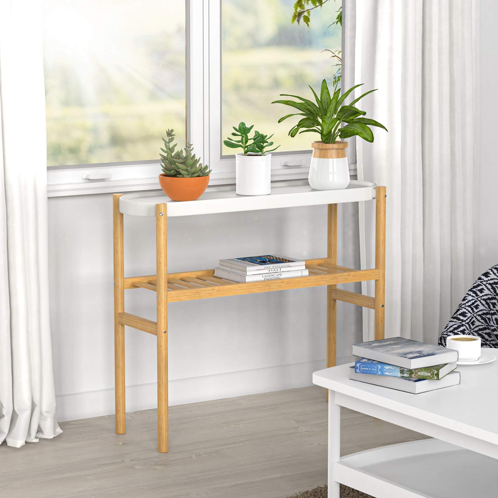 Wisuce 2-Tier Bamboo Plant Stand – Modern Display Shelf