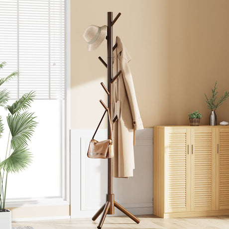 Coat Rack, Coat Rack Freestanding with 3 Adjustable Coat Tree and 8 Hooks