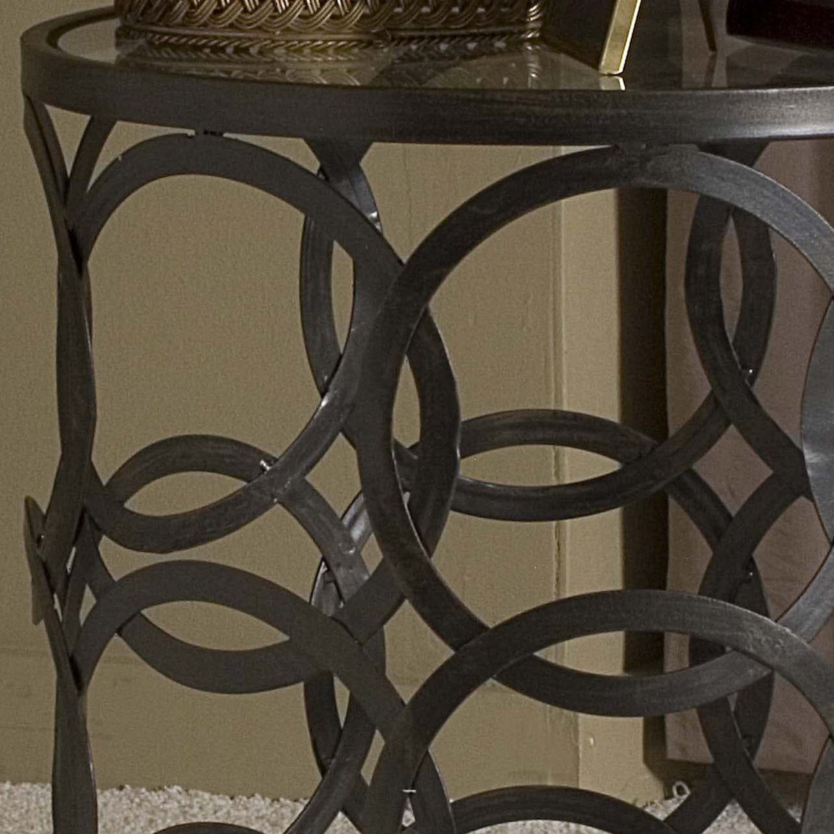 Interlocking Circles Side Accent Table, 22"H x 16.75"W x 16.75"D