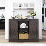 Farmhouse Coffee Bar, Wood Coffee Bar Cabinet with Sliding Barn Doors