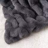 Soft Faux Rabbit Fur Throw Blanket - 50" x 60", Elegant Ruched Design Blanket